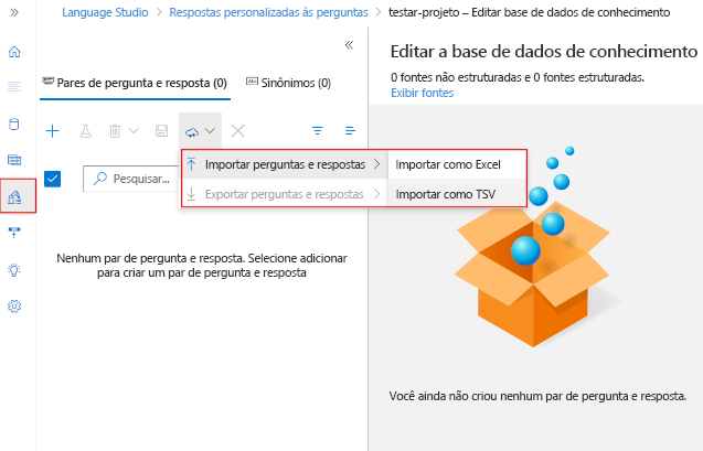 A screenshot showing how to import a file with question and answer pairs.