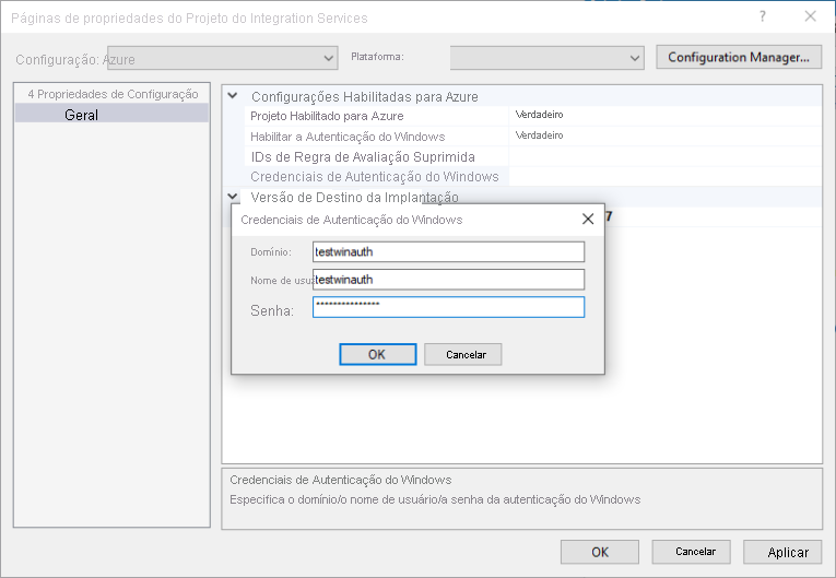 Configurando a autenticação do Windows