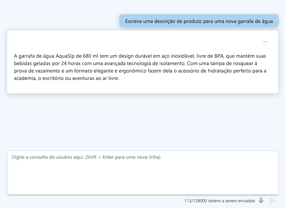 Captura de ecrã a mostrar uma pergunta a um modelo linguístico e uma resposta.