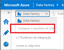 Definir as configurações do repositório de código a partir da criação