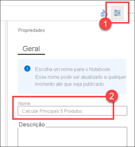 A folha de propriedades é exibida.