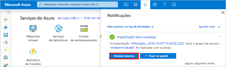 Ir para a página de recursos no portal do Azure