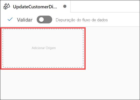 O botão Adicionar fonte é realçado na tela de fluxo de dados.