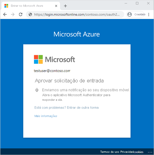 Captura de tela da solicitação de aprovação do aplicativo autenticador da Microsoft.