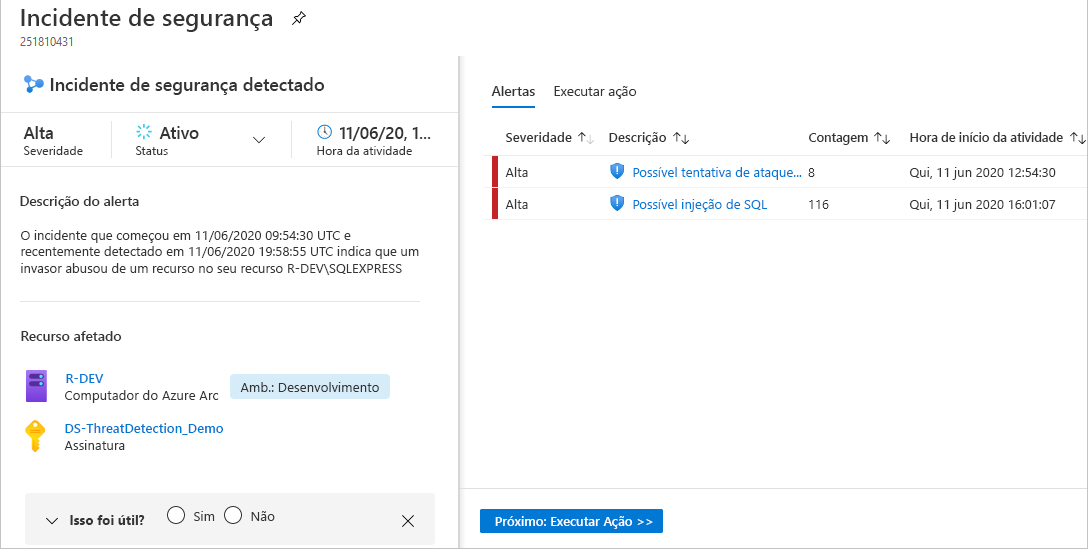 Screenshot of Defender for Cloud Security Alert Incident details.