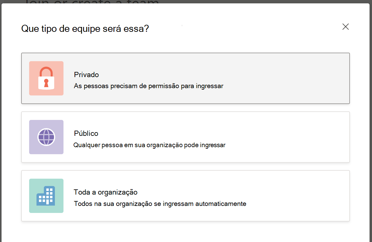 cCaptura de tela de diferentes tipos de equipe