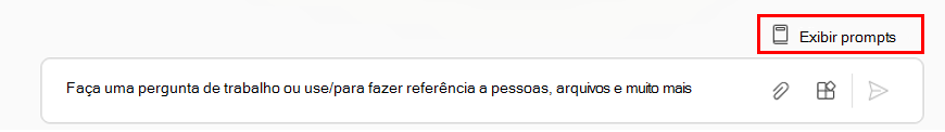 Captura de tela mostrando a opção Exibir Prompts na página do Copilot.