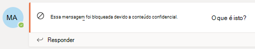 Captura de tela da Mensagem bloqueada.