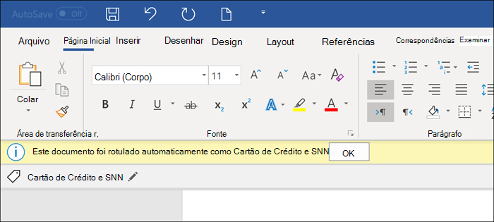 Captura de tela de Assinatura automática que etiqueta a arquivos e e-mails quando corresponde às condições.