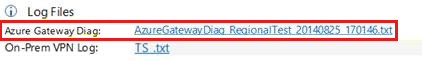 Captura de tela do log de diagnóstico do Gateway do Azure.