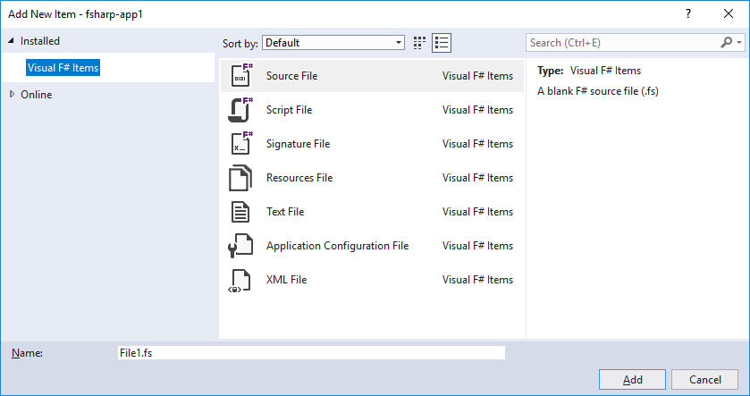 F# item templates in Visual Studio