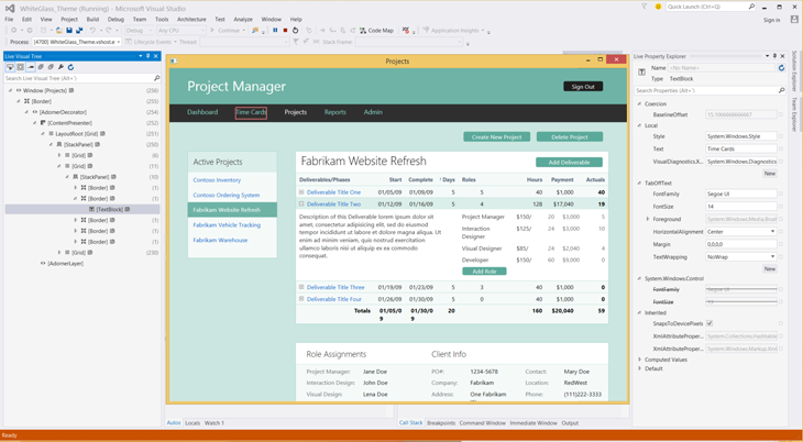 Ferramentas de Depuração de Interface do usuário para XAML, tela inteira