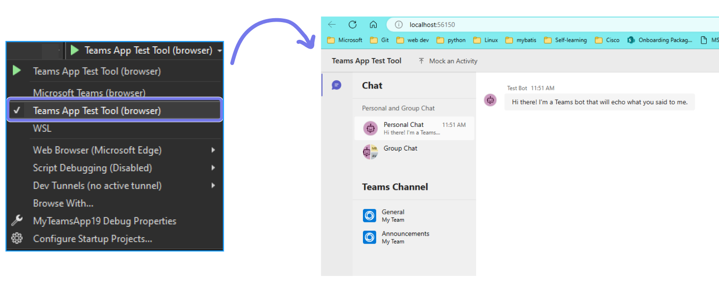 Ferramenta de Teste de Aplicativo do Teams