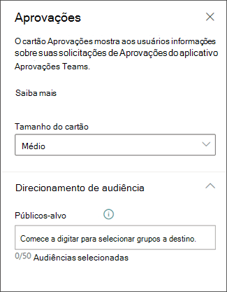 Captura de ecrã a mostrar uma card de aprovações no dashboard.