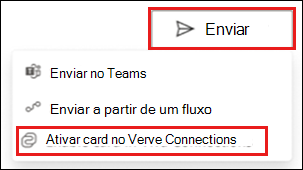 Captura de ecrã a realçar as opções para enviar e ativar card no Viva Connections a partir da sua conta do Power Apps.