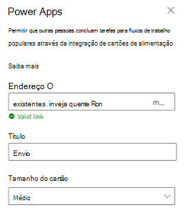 Captura de ecrã a mostrar a metade superior do painel de propriedades do Power Apps.