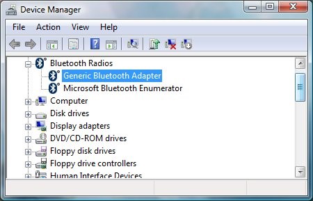 vista do software do driver de atualização bluetooth