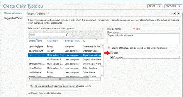 Captura de ecrã que realça a caixa de verificação de Utilizador.