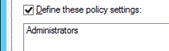 Captura de tela que mostra como verificar se você configurou os direitos de usuário para permitir que membros do grupo de administradores para fazer logon localmente.