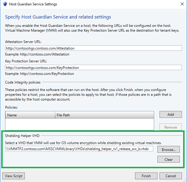 VMM – Configurações do Serviço Guardião de Host