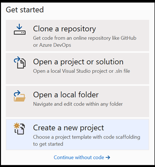 Criar um novo projeto do Visual Studio