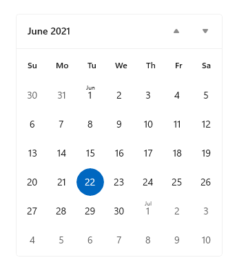 Exemplo de visualização de calendário