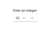 Uma NumberBox com um botão de seta para baixo e botão de seta para cima ao lado.