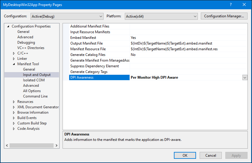 Captura de tela das configurações de projeto do C/C++.