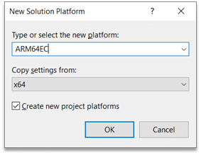 Captura de tela da nova plataforma Arm64EC do instalador do Visual Studio