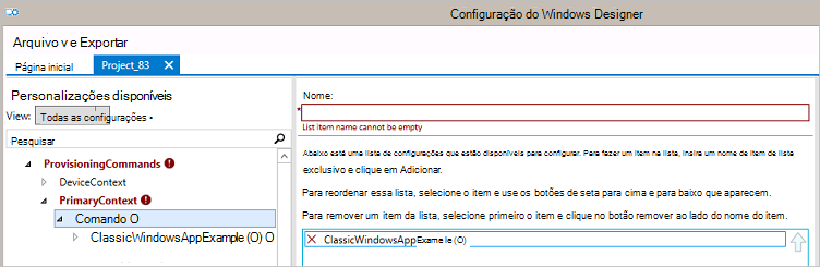 introduza o nome da primeira aplicação.