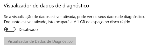 Localização para desativar a exibição de dados.