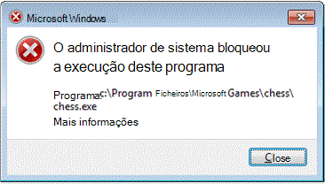 mensagem de erro da aplicação bloqueada pelo applocker.