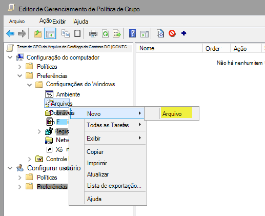 Política de Grupo Management Editor, Novo Ficheiro.