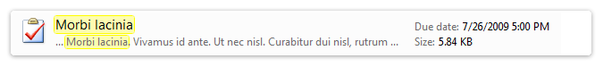 Captura de tela que mostra um exemplo de layout gama para um item de lista de verificação.