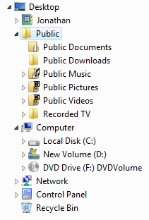 captura de tela da árvore de pastas do Windows Explorer 