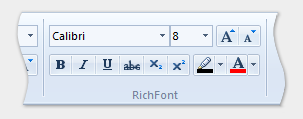 Captura de tela do elemento FontControl com o atributo RichFont definido como true.
