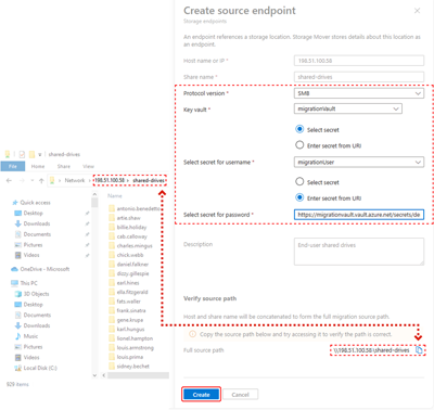 Screenshot of the Create Endpoint pane showing the location of the Secrets options.