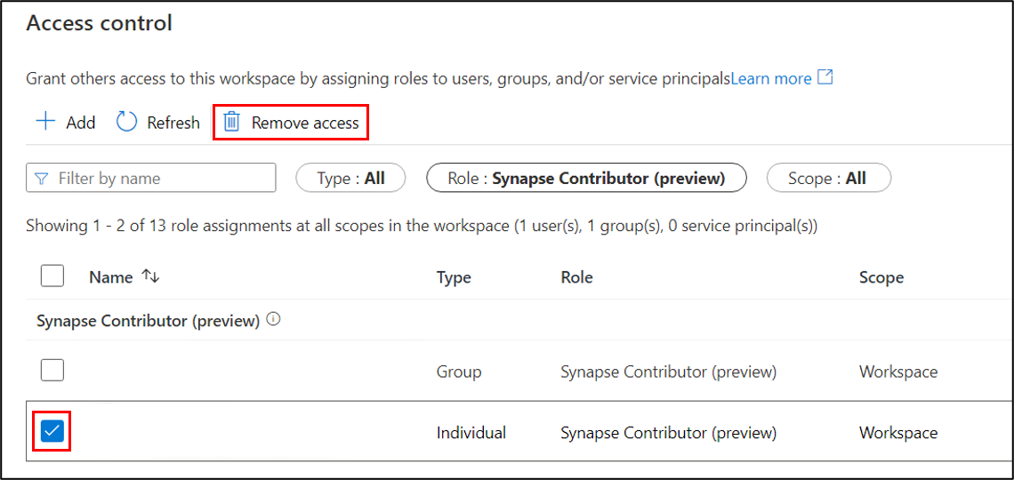 Delete a role assignment to remove access