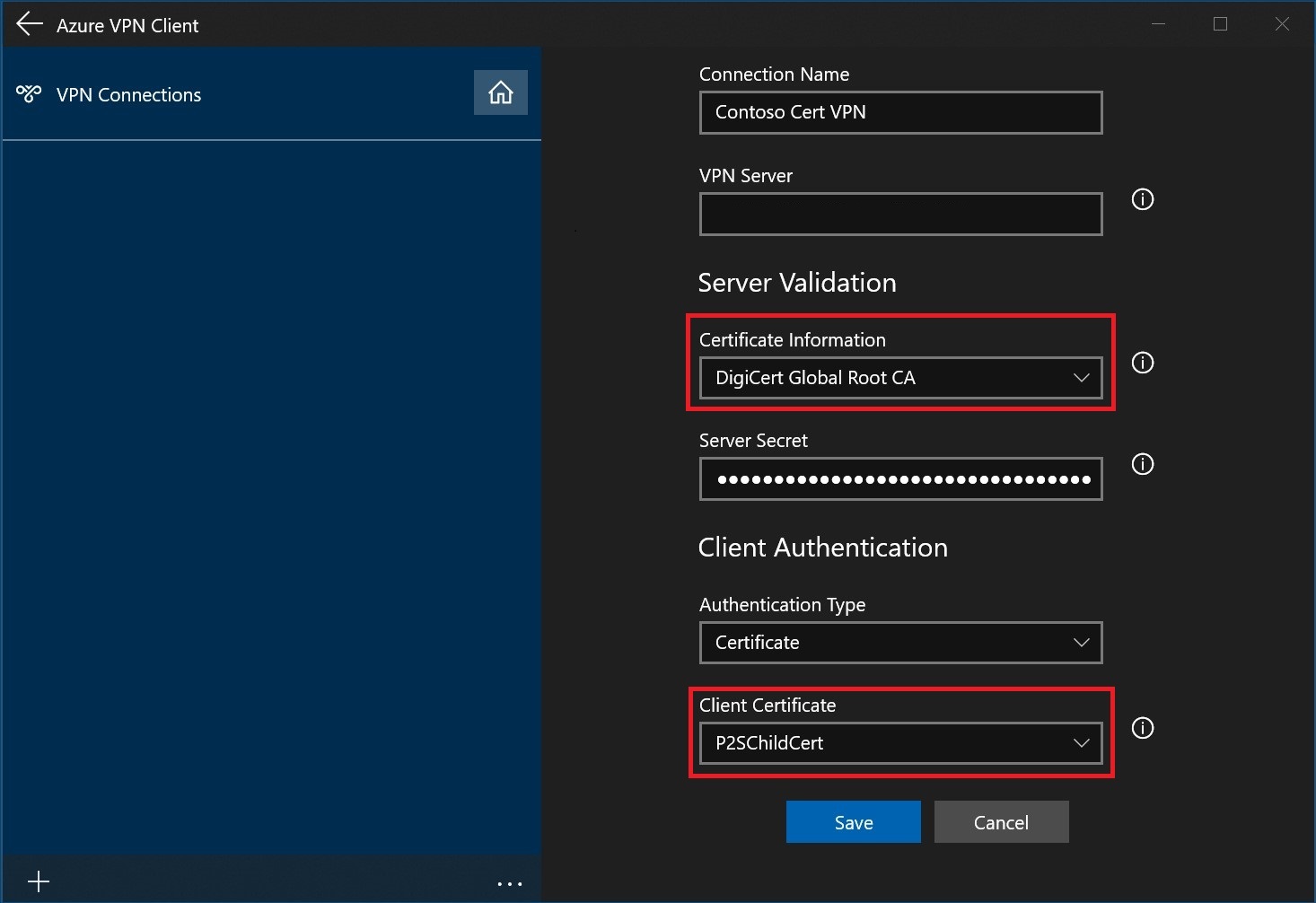 Screenshot showing certificates certificate authentication.