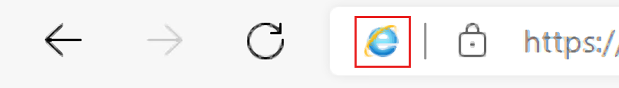 Логотип IE в строке меню Microsoft Edge.