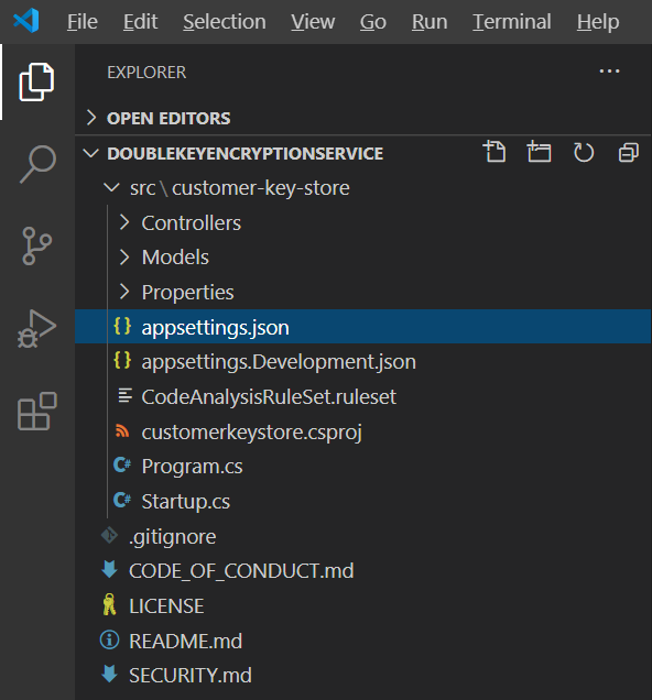 Поиск файла appsettings.json для DKE.