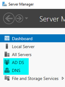 AD DS и DNS в диспетчер сервера