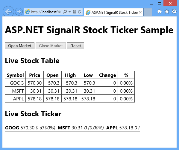 Запуск экрана StockTicker