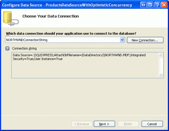 Выберите для работы с NORTHWINDConnectionString