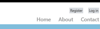 Снимок экрана, на котором показана верхняя правая часть окна Инспектор страниц, в котором отображаются ссылки Register and Log in horizontaled по горизонтали.