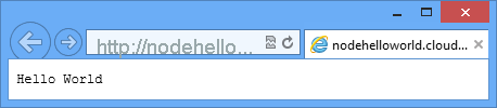 В окне браузера отображается страница Hello World; URL-адрес указывает, что страница размещается в Azure.