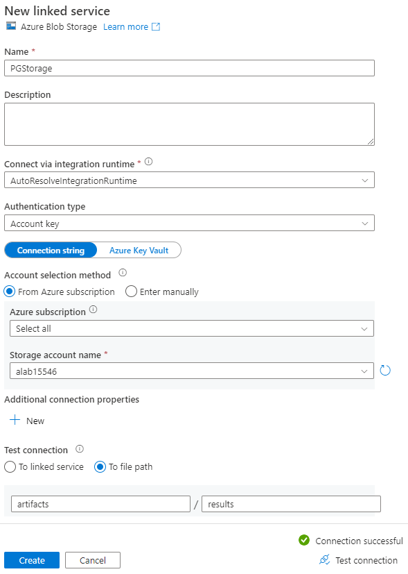 Снимок экрана: настройка источника в Фабрика данных Azure.