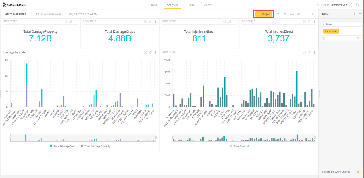 Информационная панель Storm.