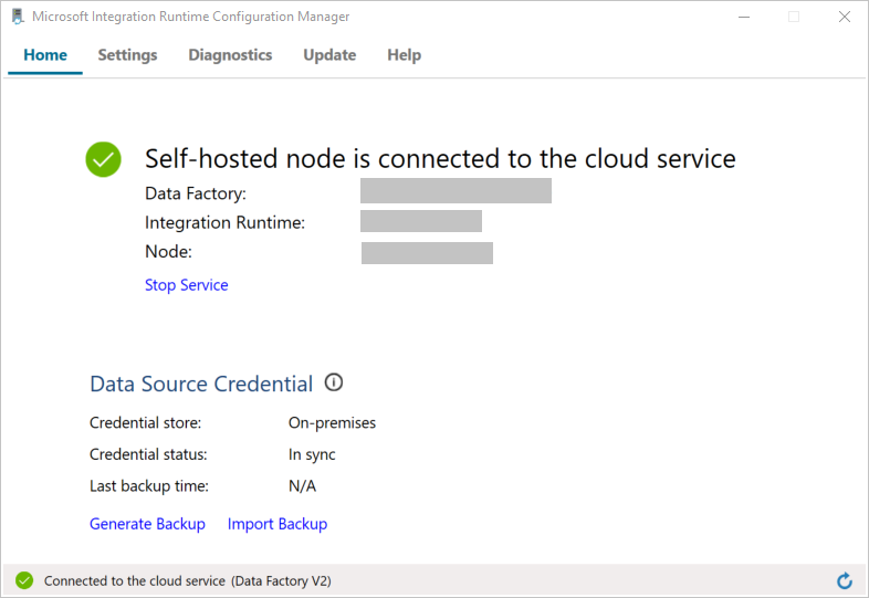 Страница Node is connected (Узел подключен)