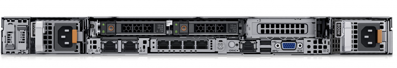 Фотография задней панели Dell PowerEdge R660.